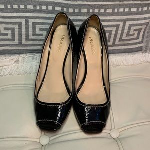 Prada patent leather dress wedges